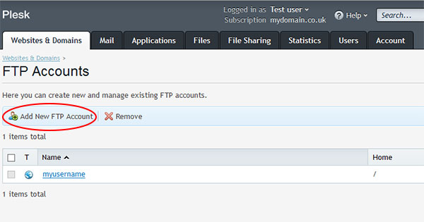 Step 4: Click "Add New FTP Account"