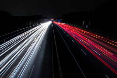 High exposure photo of a motorway